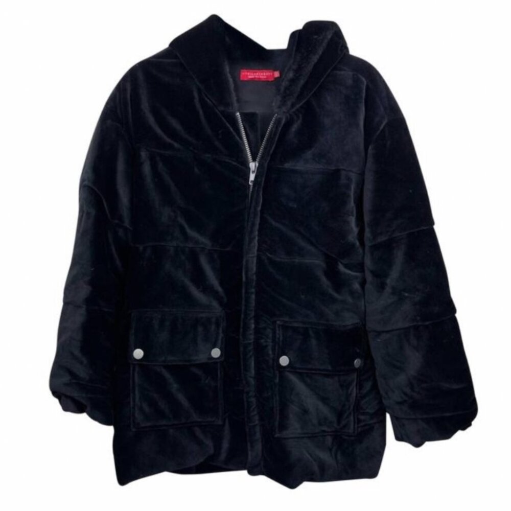 N:philanthropy velour faux fur hooded coat